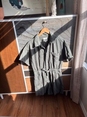 Unpublished Lightweight Olive Green Short-Sleeve Utility Romper